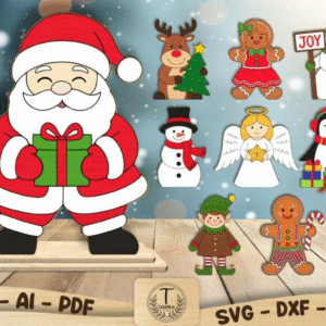 “Festive Christmas SVG Bundle – Cute Holiday Characters for Laser Cutting”