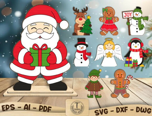 “Festive Christmas SVG Bundle – Cute Holiday Characters for Laser Cutting”